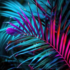 surreal neon jungle: vibrant palm leaves in bold gradient hues