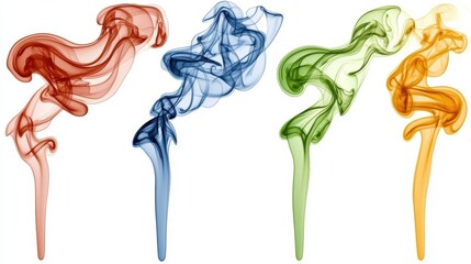 Poster - Colorful Smoke Patterns on White Background