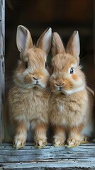 Poster - Two Adorable Bunnies Looking at the Camera