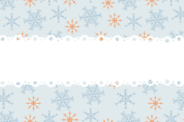 Poster - Flat vector illustration frame without text for your text. Holiday background with snowflake frame and text on background.