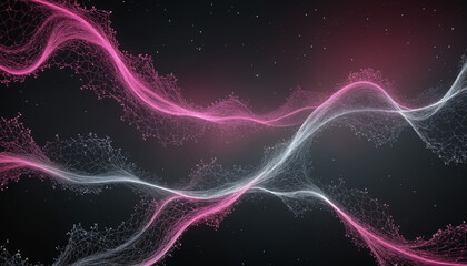 Pink digital brainwaves in space, good for neural connections, neural network portrayal and artificial intelligence