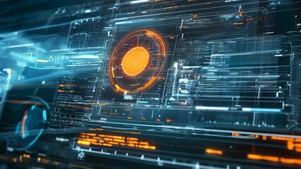 Aufkleber - A computer screen with a glowing orange circle in the center