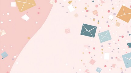 Poster - Falling Envelopes on a Pink Background