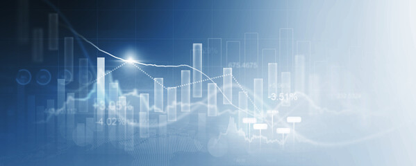 Leinwandbilder - Analyzing data sales and financial graph chart. Business development strategy,analysis and planning.Financial marketing graph and profit stock market.