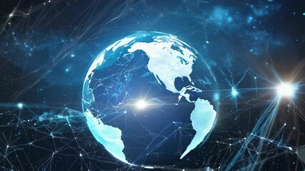 Poster - A blue and white globe with a network of lines connecting it