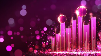 Poster - Vibrant Pink Abstract Data Visualization Background