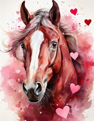  Horse portrait with hearts