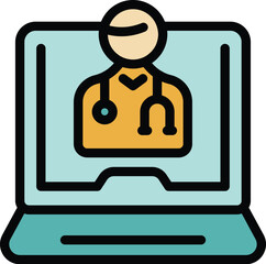 Poster - Online doctor icon representing the concept of telemedicine, allowing patients to consult with healthcare professionals remotely