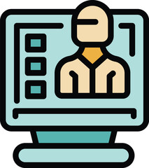 Poster - Computer is showing an online user profile with an id card and data