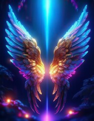 Wall Mural - Golden angel wings glow.