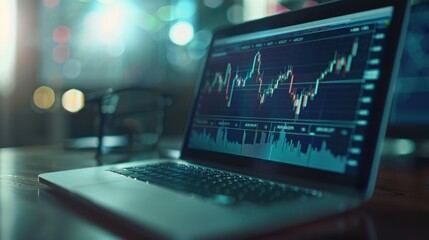 Poster - Data Analysis on Laptop with Stock Market Graph