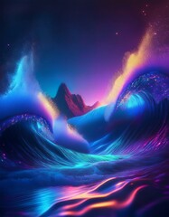 Wall Mural - Vibrant digital waves glow