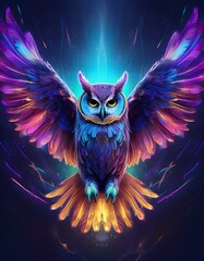 Wall Mural - A colorful owl in flight