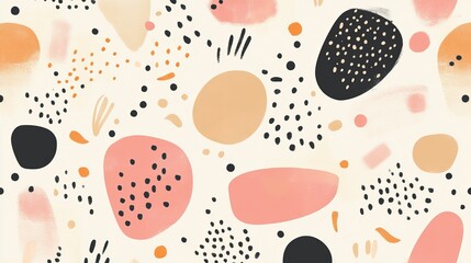 Wall Mural - charming doodle pattern background featuring abstract shapes and dots in a modern vector design, ide
