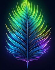 Wall Mural - Vibrant neon palm leaf