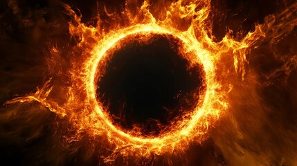 Sticker - Ring of fire burning on dark background