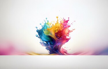 Poster - An isolated splash of colorful liquid against a white background.
