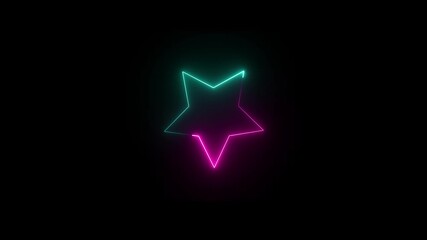 Wall Mural - glowing star animation on black background. glowing neon space glittering stars night.