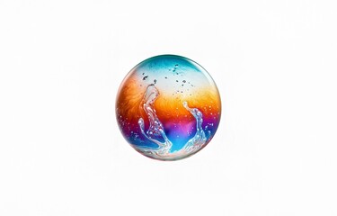Leinwandbilder - an isolated colorful bubble with a swirling, abstract pattern against a white background.