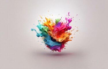 Poster - Isolated colorful paint explosion on white background.