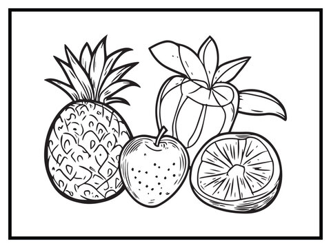 Coloring pages fruits for kids