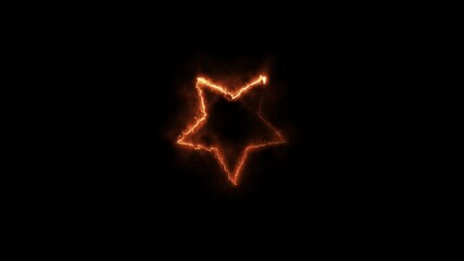 Wall Mural - orange color neon star icon animation. start frame or neon lights sign. neon star frame. glowing sta
