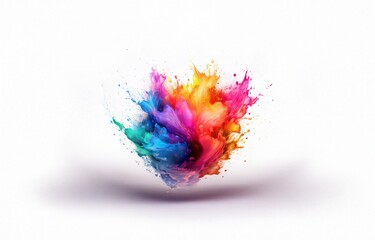 An isolated splash of vibrant, colorful paint on a white background.