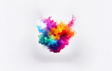Poster - A vibrant, colorful cloud of paint explodes against a stark white background.