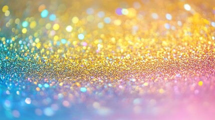 Wall Mural - iridescent holographic background with shimmering gold glitter for festive decorations, event invita