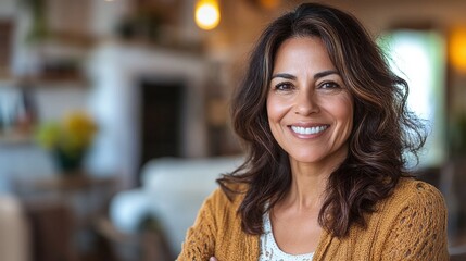 mature woman smiling at the camera in a close-up portrait showcasing confidence elegance and natural