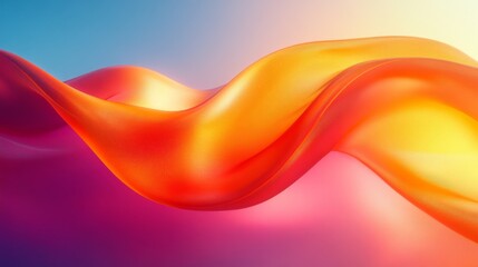 Sticker - Abstract orange wave flowing on gradient background