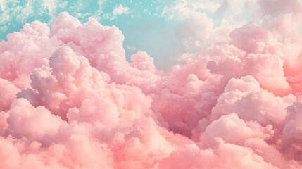 Wall Mural - pastel pink watercolor cotton cloud background with soft dreamy texture, ideal for fantasy-themed de