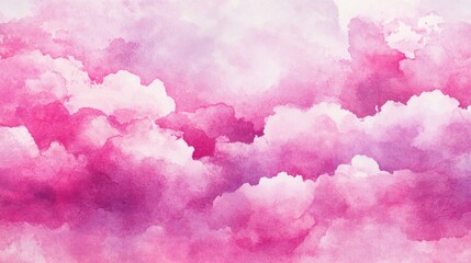 Wall Mural - pastel pink watercolor cotton cloud background with soft dreamy texture, ideal for fantasy-themed de