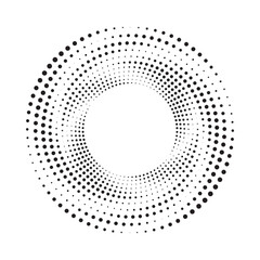 Poster - Halftone circular frame logo set. Circle dots isolated on the white background. Fabric design element. Halftone circle dots texture. Vector design element for various purposes.	