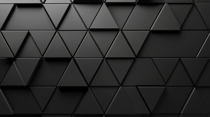 Poster - Modern polished semigloss wall background with 3d triangular tile design featuring black geometric blocks, minimalistic and stylish wallpaper texture for contemporary interior decor, architecture, and
