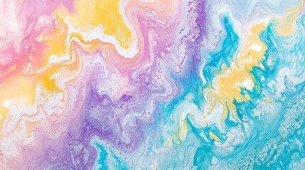 Poster - abstract pastel watercolor background featuring a vibrant rainbow pattern, soft watercolor texture, 