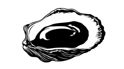 Sticker - Oyster filtering water with gills visible through an open shell, vector illustration art