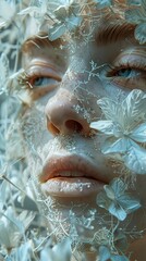 Wall Mural - Surreal Portrait of a Woman with Flowers