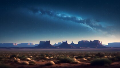 Wall Mural - Majestic star-filled night sky above Monument Valley