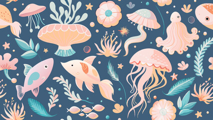 seamless pattern with fishes