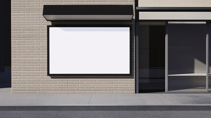 Canvas Print - A blank storefront or shop sign in a busy commercial area for business branding.  