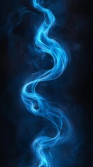 Wall Mural - blue energy trail flowing upwards on black background