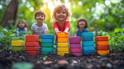 a visual representation of child development concept showcasing the stages of childrens growth ,the progression of healthy cognitive development through educational ,playful activities