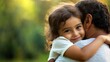 © Dragon42 - Joyful Child Embracing Parent in Sunlit Park Capturing Love and Happiness in a Natural Outdoor Setting