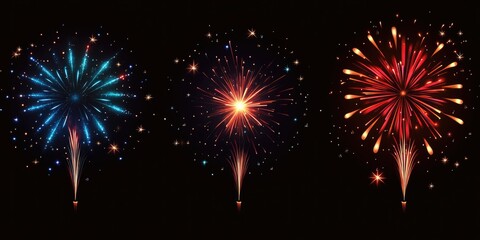 Wall Mural - Night Sky Fireworks Display