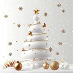 Wall Mural - **merry christmas and happy new year holiday white banner illustration. xmas design with realistic 3