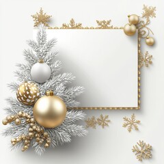 Wall Mural - **merry christmas and happy new year holiday white banner illustration. xmas design with realistic 3