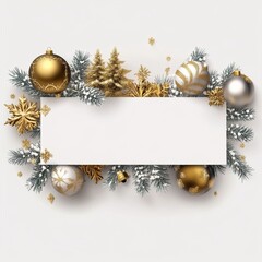 Wall Mural - **merry christmas and happy new year holiday white banner illustration. xmas design with realistic 3