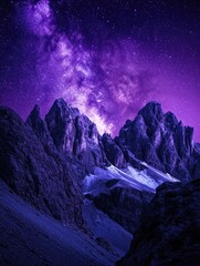 Wall Mural - mountain landscape with starry night sky