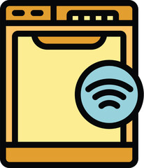 Poster - Smart dishwasher connecting to wifi, showcasing the convenience and efficiency of a modern smart home
